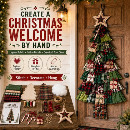 ⏳ Last Day 50% OFF – 🎄Beginner-Friendly DIY Oversized Patchwork Christmas Tree Door Hanging Kit | Complete Kit with All Tools & Step-by-Step Guide Included 💕