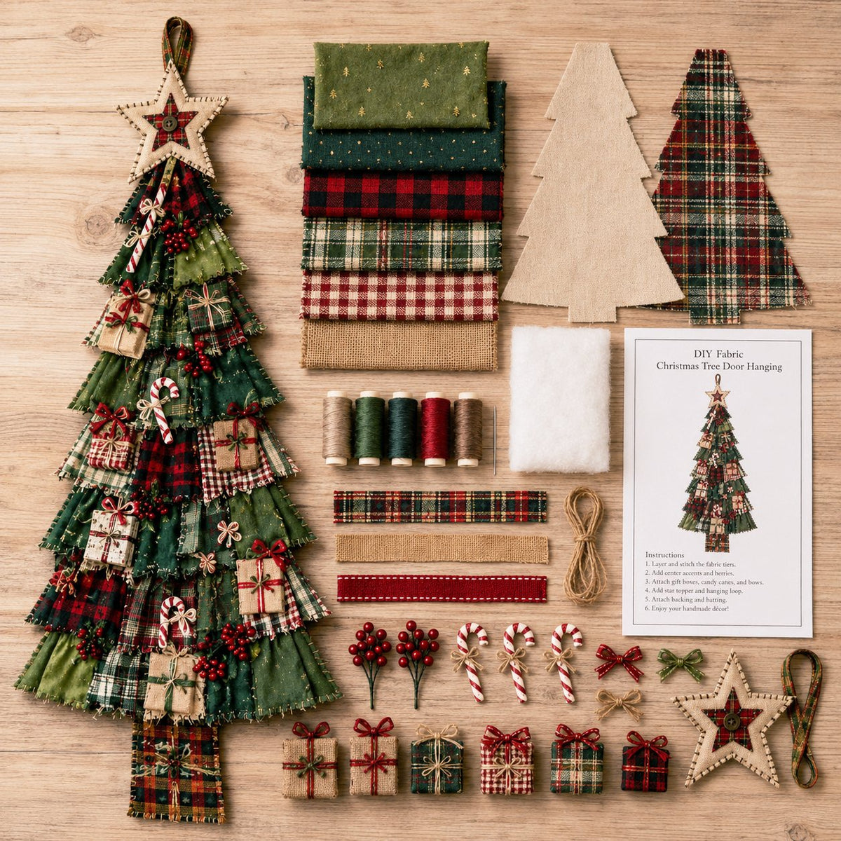 ⏳ Last Day 50% OFF – 🎄Beginner-Friendly DIY Oversized Patchwork Christmas Tree Door Hanging Kit | Complete Kit with All Tools & Step-by-Step Guide Included 💕